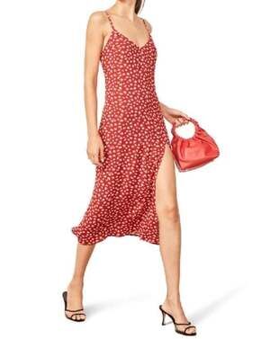 Reformation Red Floral Midi Dress Size 4